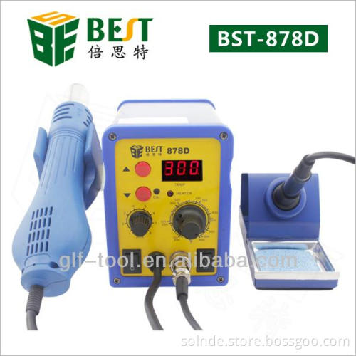 Best 878D 2 in 1 digital display lead-free 110V/220V hot air soldering station